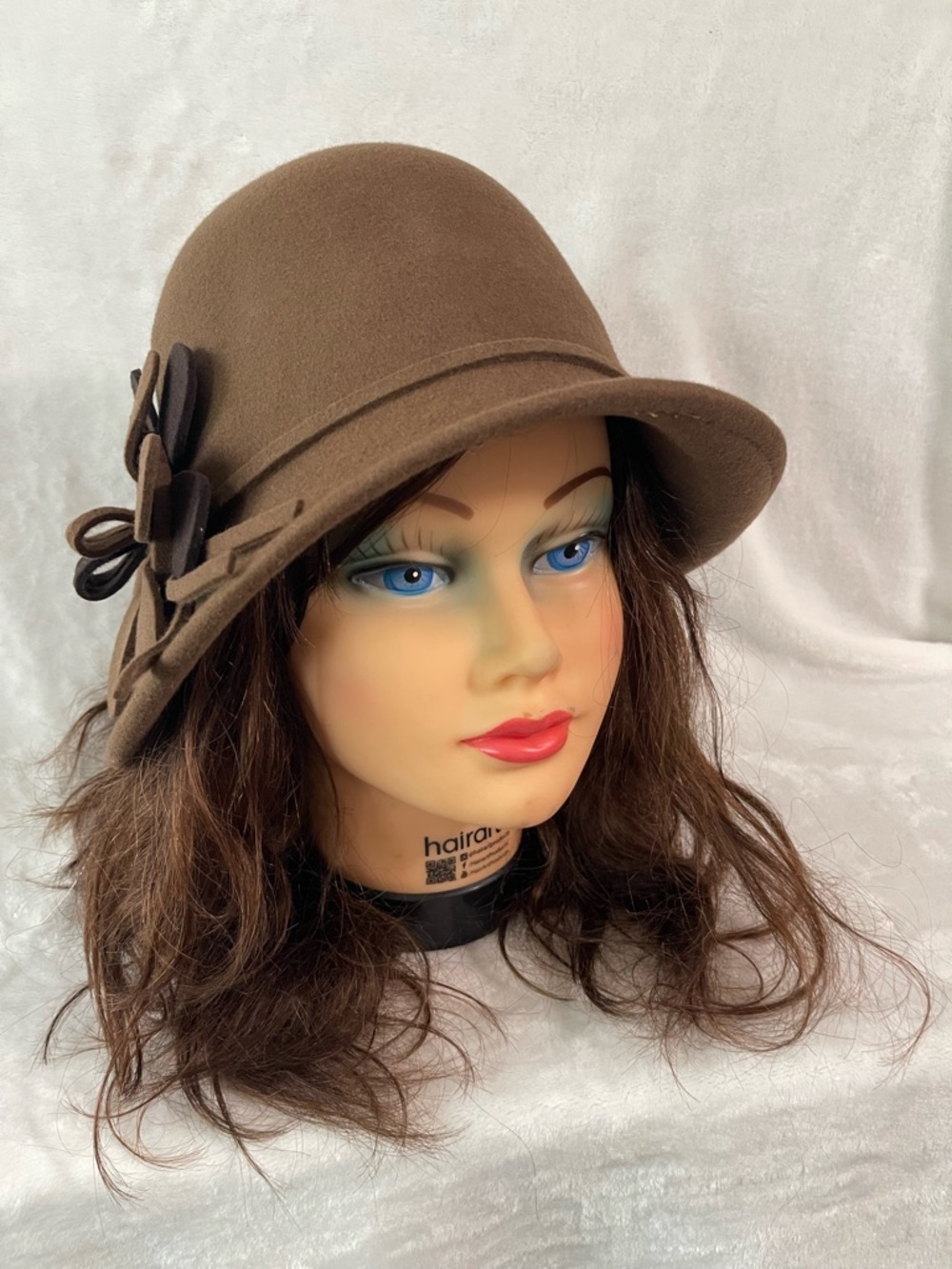 NWT Vintage Boho  Scala Wool Brown Hat flapper flower and adjustable size
